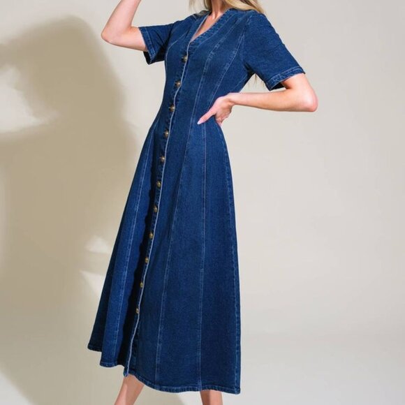 Dresses & Skirts - Vintage 90's Maxi Denim Jean Dress sz 8